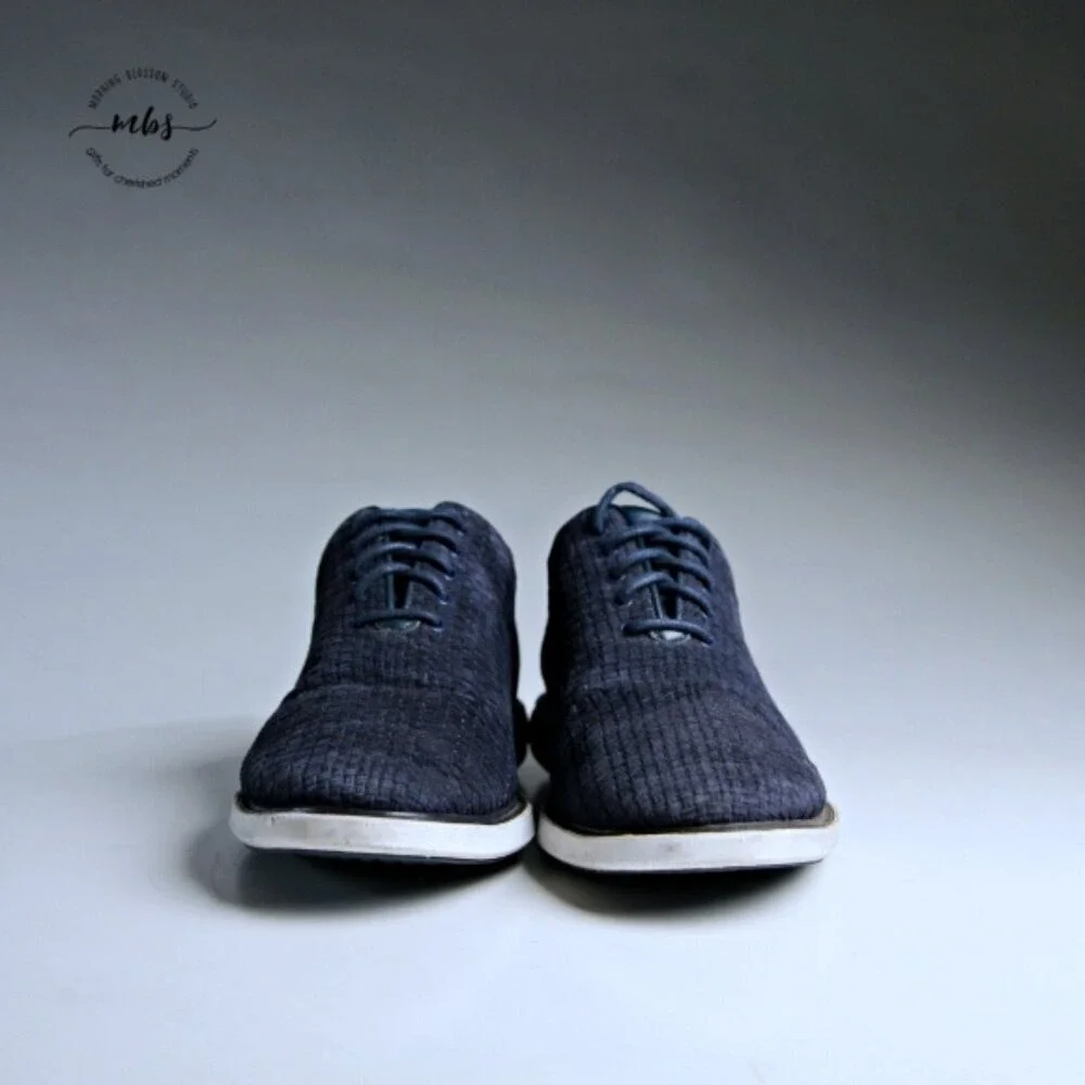 Cole Haan Grand Evolution Oxford Woven Leather Blue Shoes‎ Men 8.5